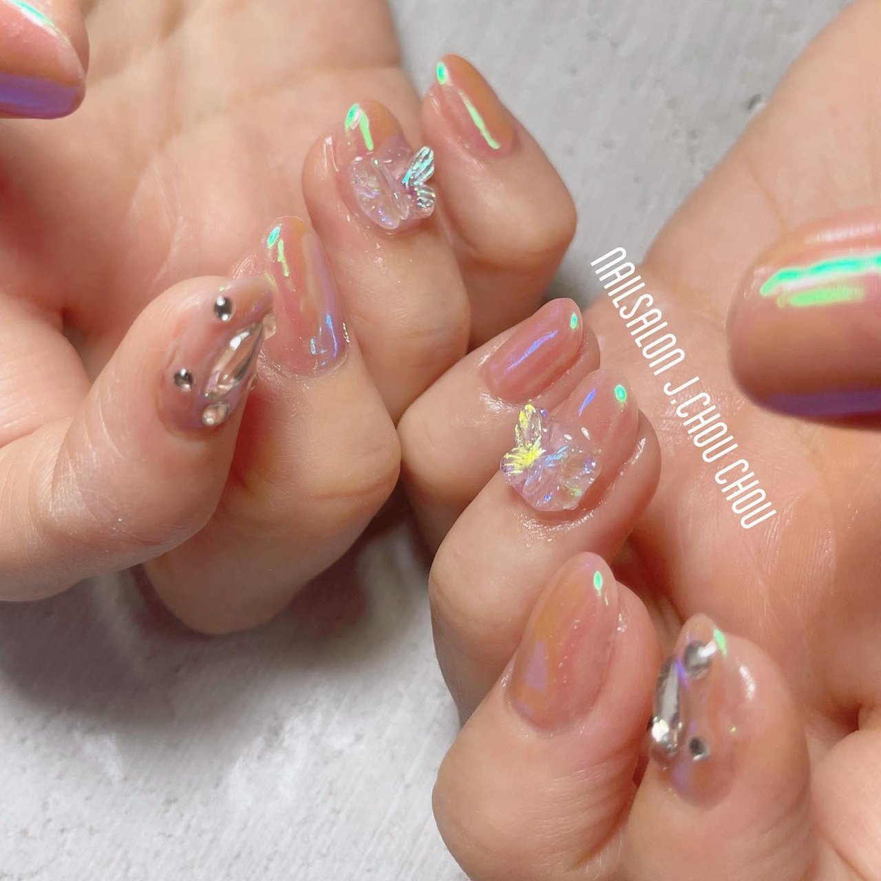 春/オーロラ/ピンク/ジェルネイル - J.chou-chou.NAILのネイルデザイン