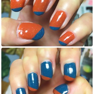 #2tonenails #変形フレンチ #オールシーズン #ハンド #nail #nails #オレンジ #ブルー #セルフネイル #セルフ #簡単 #マニキュア #ミディアム #変形フレンチネイル #プチプラネイル #セルフネイラー #バイカラー #100均 #オールシーズン #ライブ #女子会 #ハンド #変形フレンチ #バイカラー #ミディアム #オーバル #オレンジ #ブルー #ネイビー #マニキュア #セルフネイル #10305 #ネイルブック