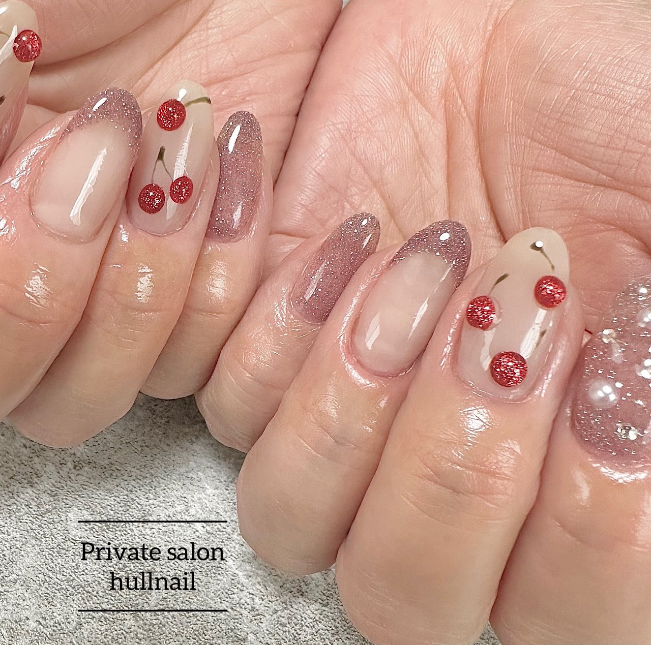 ネイルチップ オーダー さくらんぼ フラッシュ マグネット フルーツ