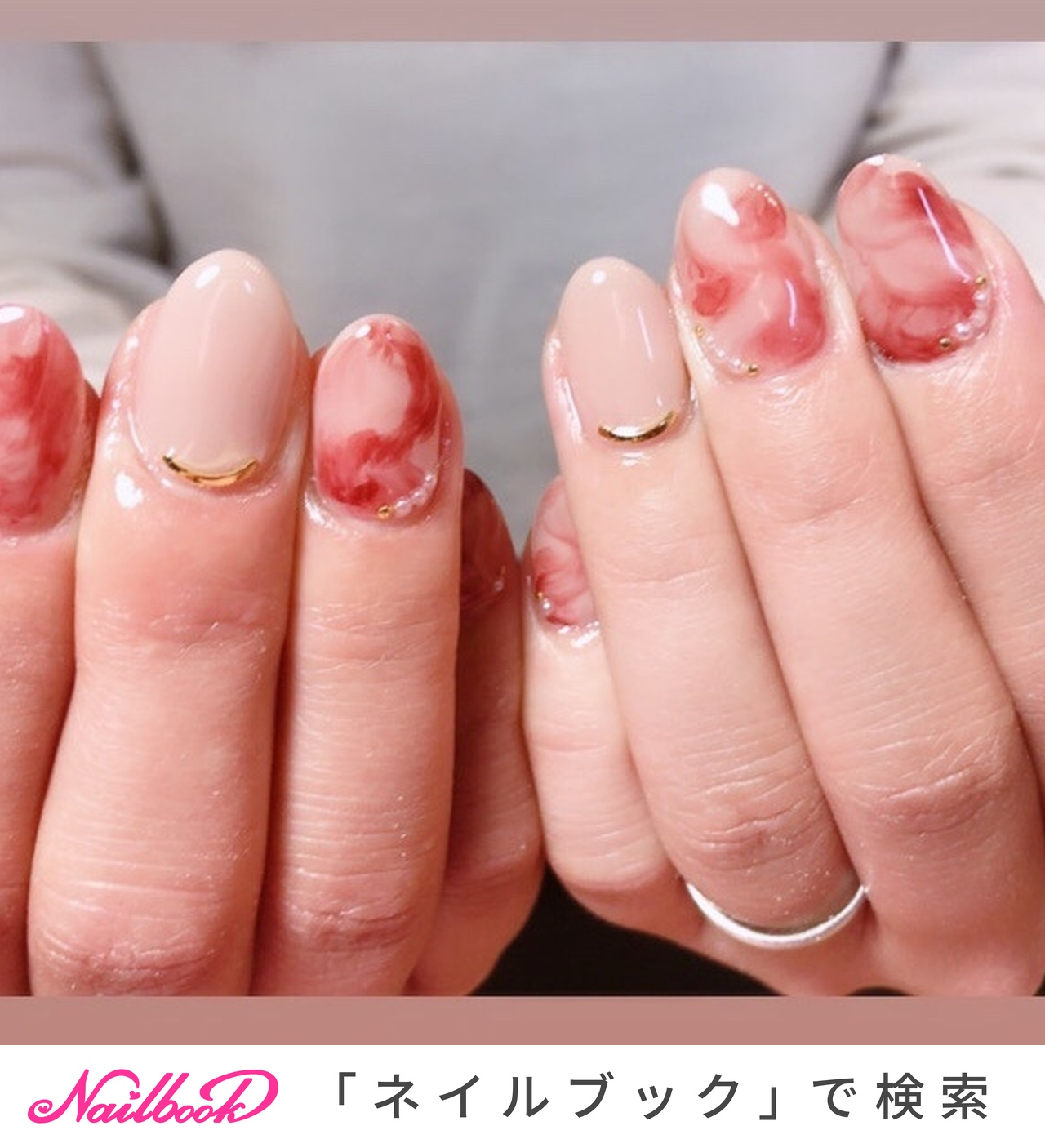 春/バレンタイン/デート/ハンド/マーブル - nailsalonMOMO福島県福島市  