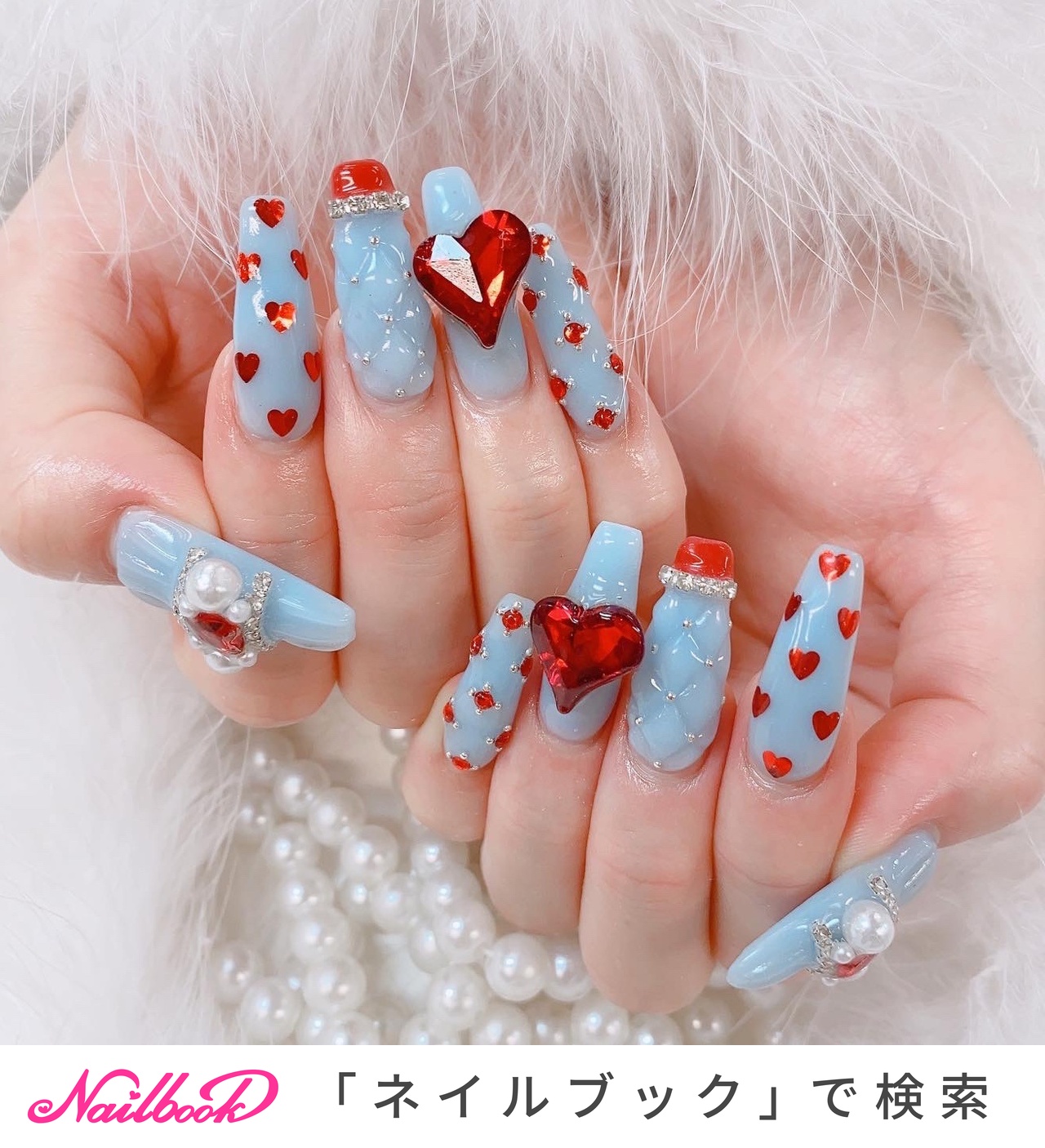 ミュウミュウ風ネイルチップ さくらんぼネイル ドットネイル