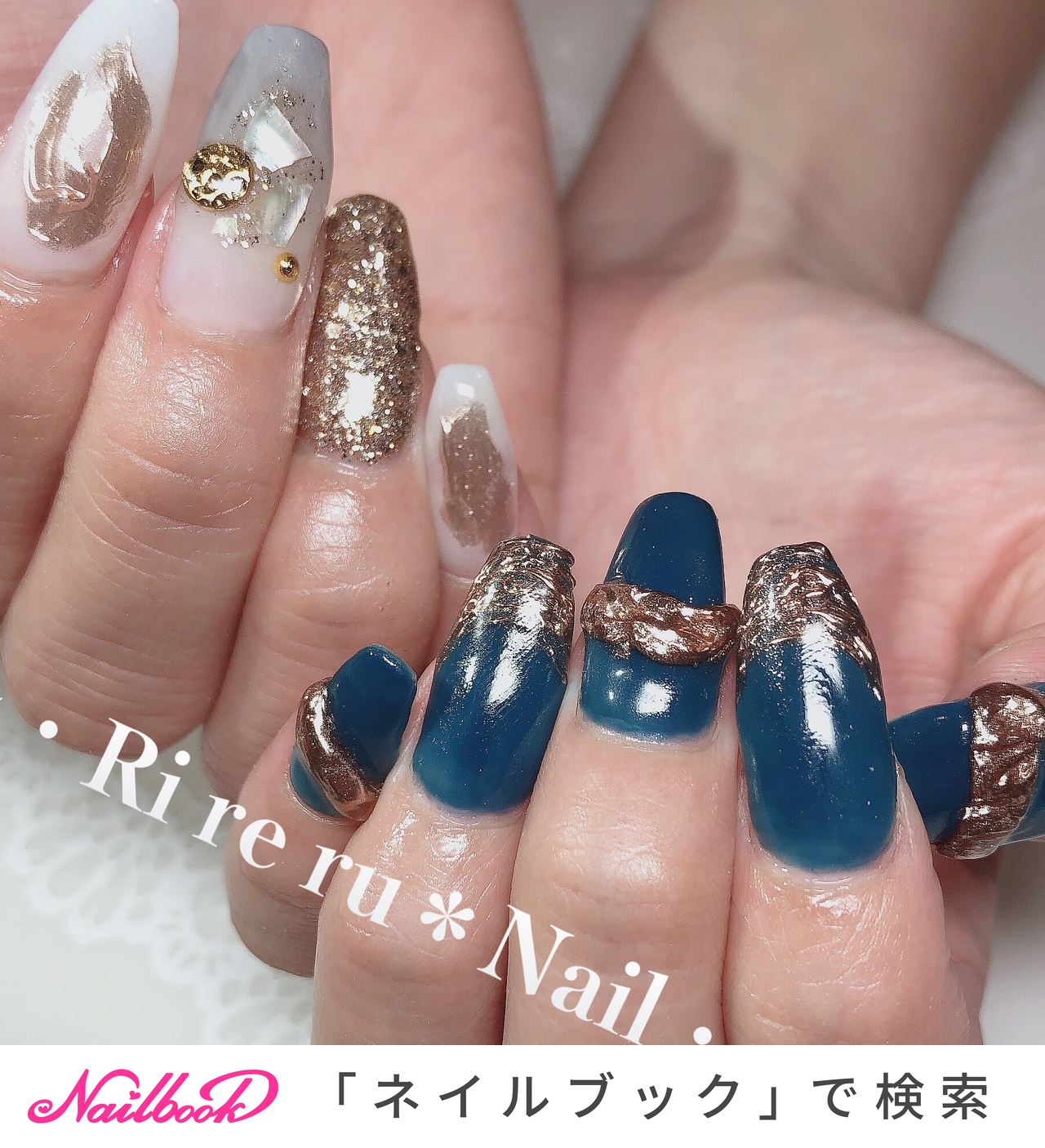 美品　レリアン　微細ラメの輝きが美しいセットアップ　スカラップデザイン紺　13+ 美品レリアン微細ラメの輝きが美しいセットアップスカラップ