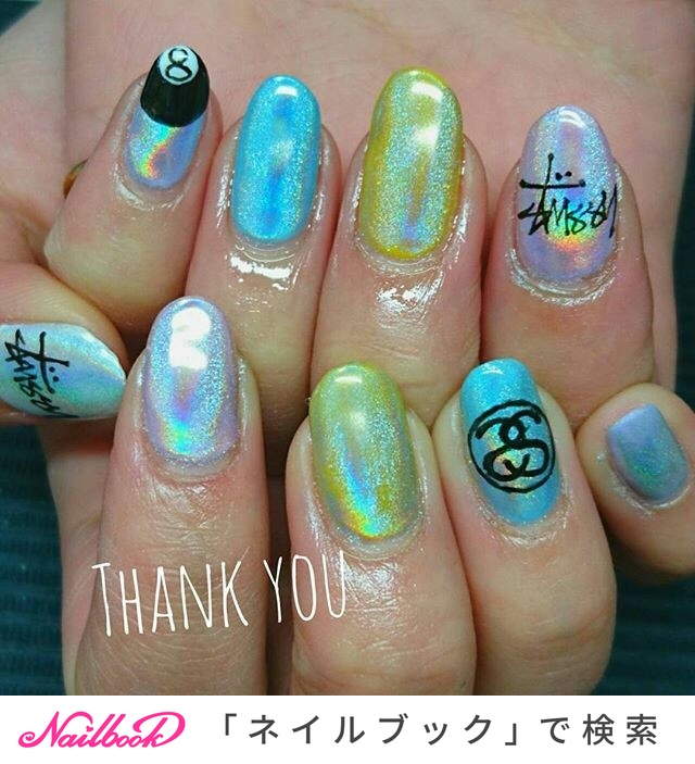 ハンド シンプル ブランド柄 ユニコーン ミディアム Nail By Aliceのネイルデザイン No ネイルブック