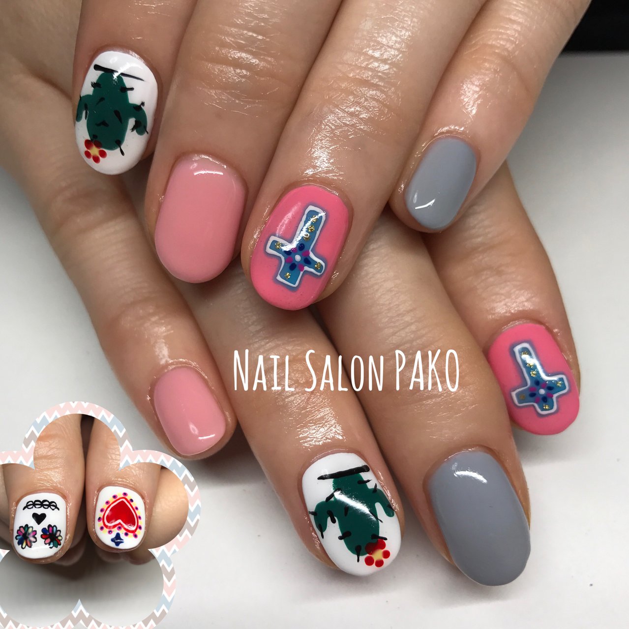 ハンド ハート エスニック ボタニカル ショート Nail Salon Pakoのネイルデザイン No ネイルブック