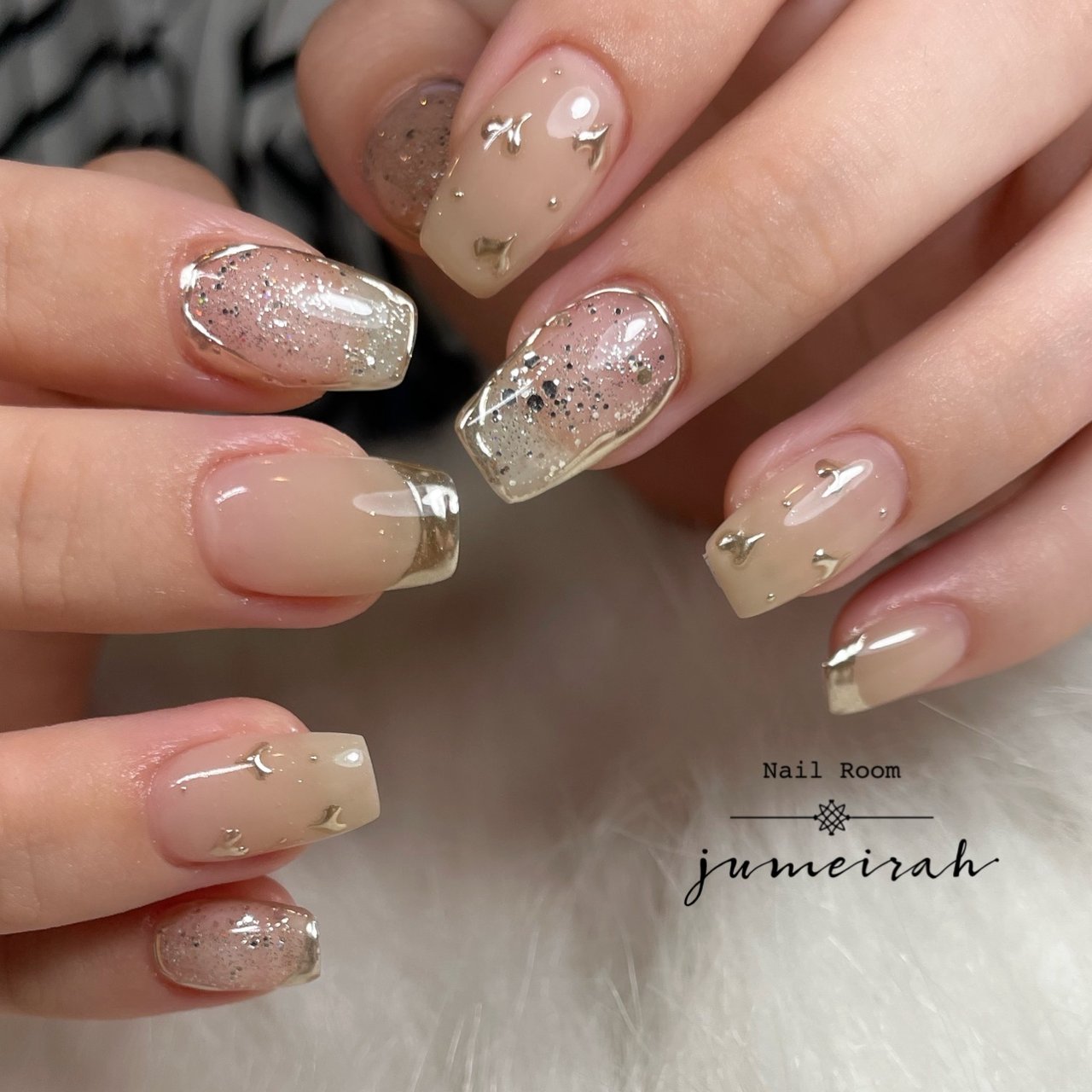 ハンド/ハート/ミラー/アイシング/ベージュ - 𝐚 𝐧 𝐧 𝐚のネイル