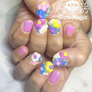 2025年】新着順｜ラウンド/#フラワー3dのネイルデザイン｜ネイル