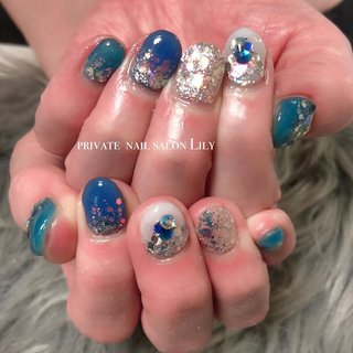 313】オーダー❉ブラック&ブルーマグネット オーロラホロ きらきら大人