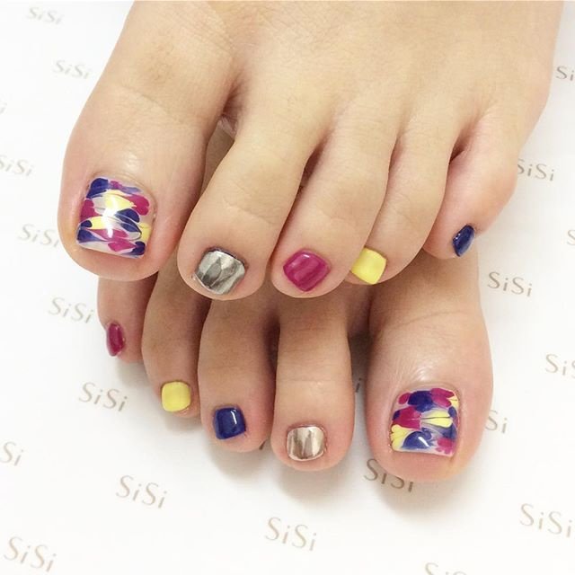 フット ワンカラー マーブル ミラー ショート Nailsalon Sisi ネイルサロンシシ 東銀座のネイルデザイン No ネイルブック