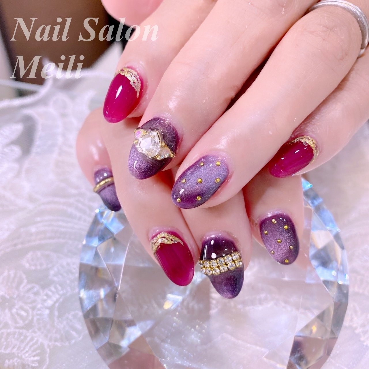 メイベリンネイルカラーパープル☆ ホワイト/ネイビー/パープル - 💎crystal R ~nail salon~の