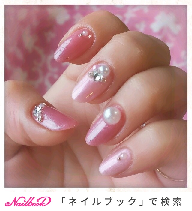ハンド ビジュー パール デコ ピンク Lazyのネイルデザイン No ネイルブック