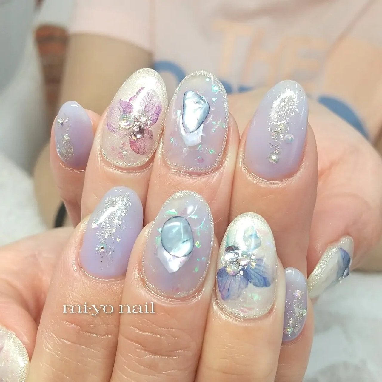 ネイルアート用品(筆など) miu 梅雨/ハンド/フラワー/キラキラ/ミディアム - mi-yoのネイル