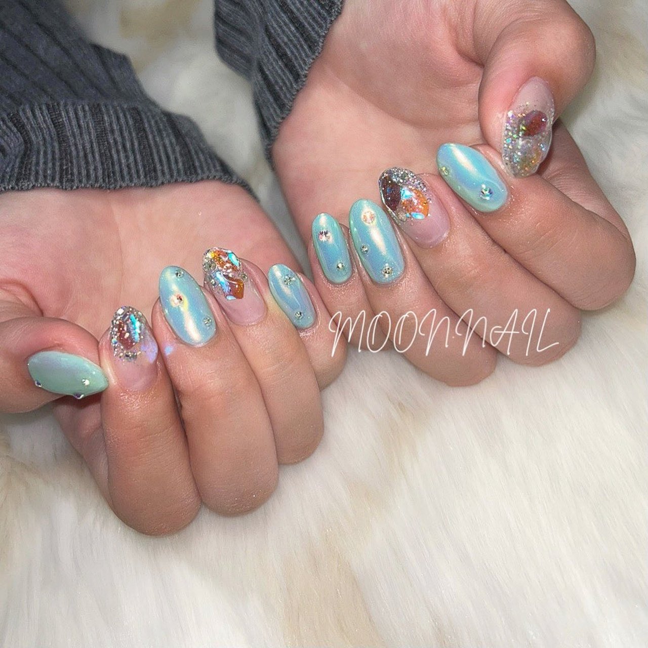 オーロラ/キラキラ/ワンホン/韓国 - MOON.NAILのネイルデザイン[No