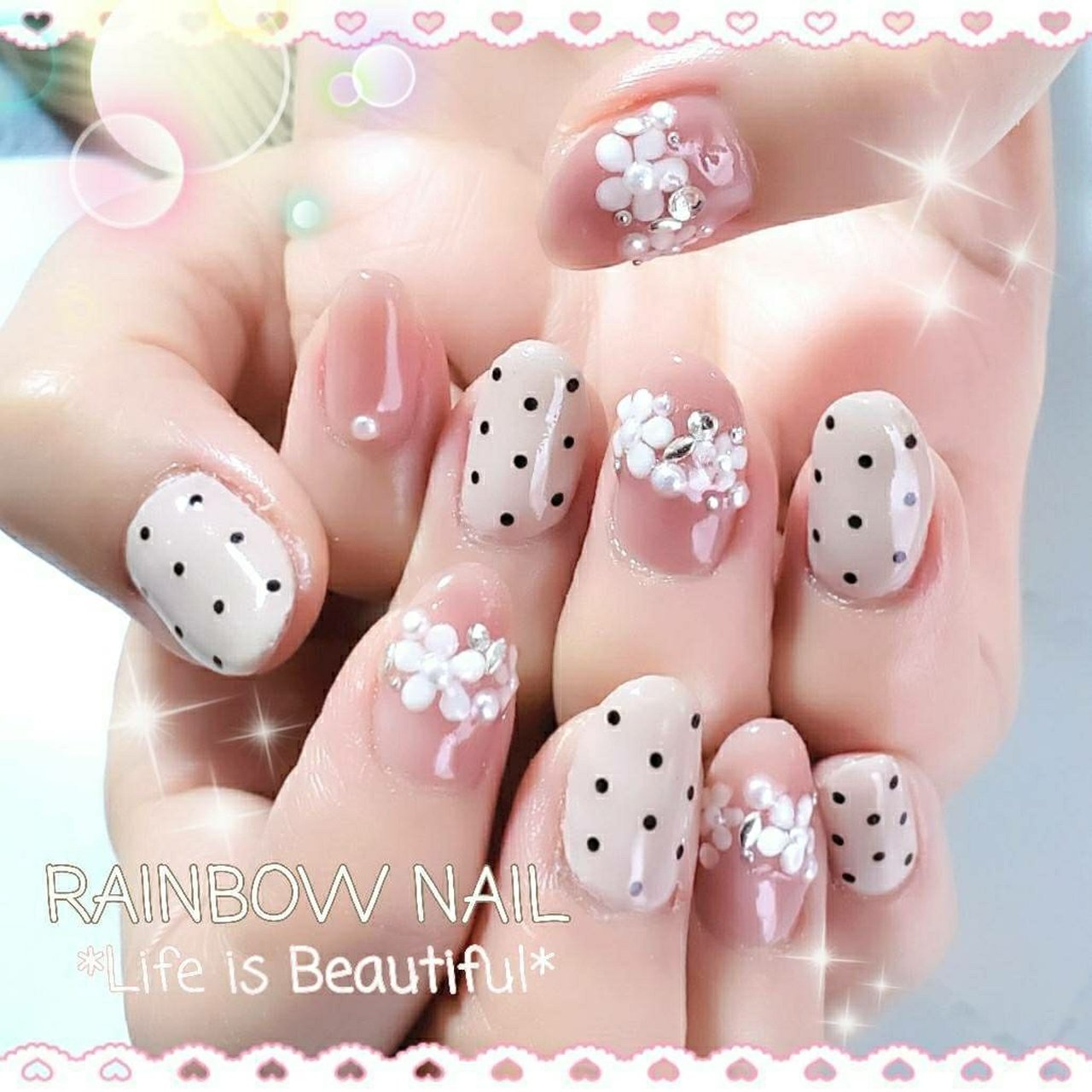 ピンク&オレンジふんわり奥行きフラワーネイル♡Pink & Orange
