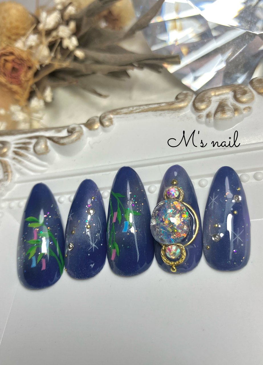 ネイルチップオーダー　manami様 夏/ハンド/ネイビー/ジェルネイル/ネイルチップ - manamiの