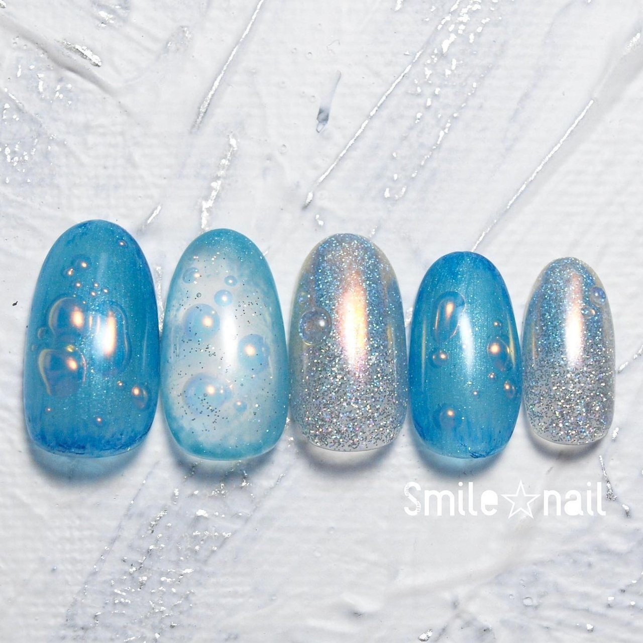春/梅雨/ハンド/バブル/ミディアム - Smile☆nailのネイルデザイン[No 