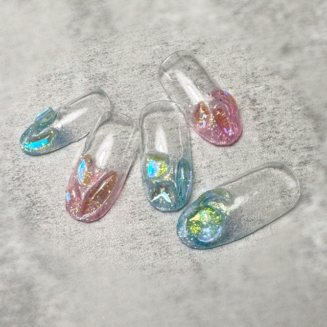 うるうるが可愛い♡涼しげな夏の氷ネイル｜2023