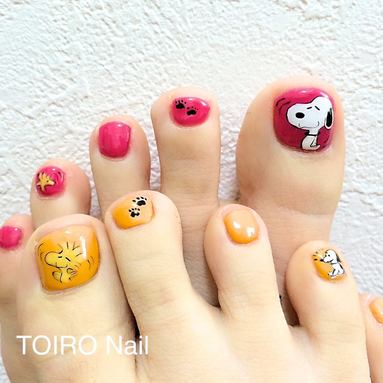 オールシーズン フット ワンカラー キャラクター ピンク Toiro Nailのネイルデザイン No ネイルブック