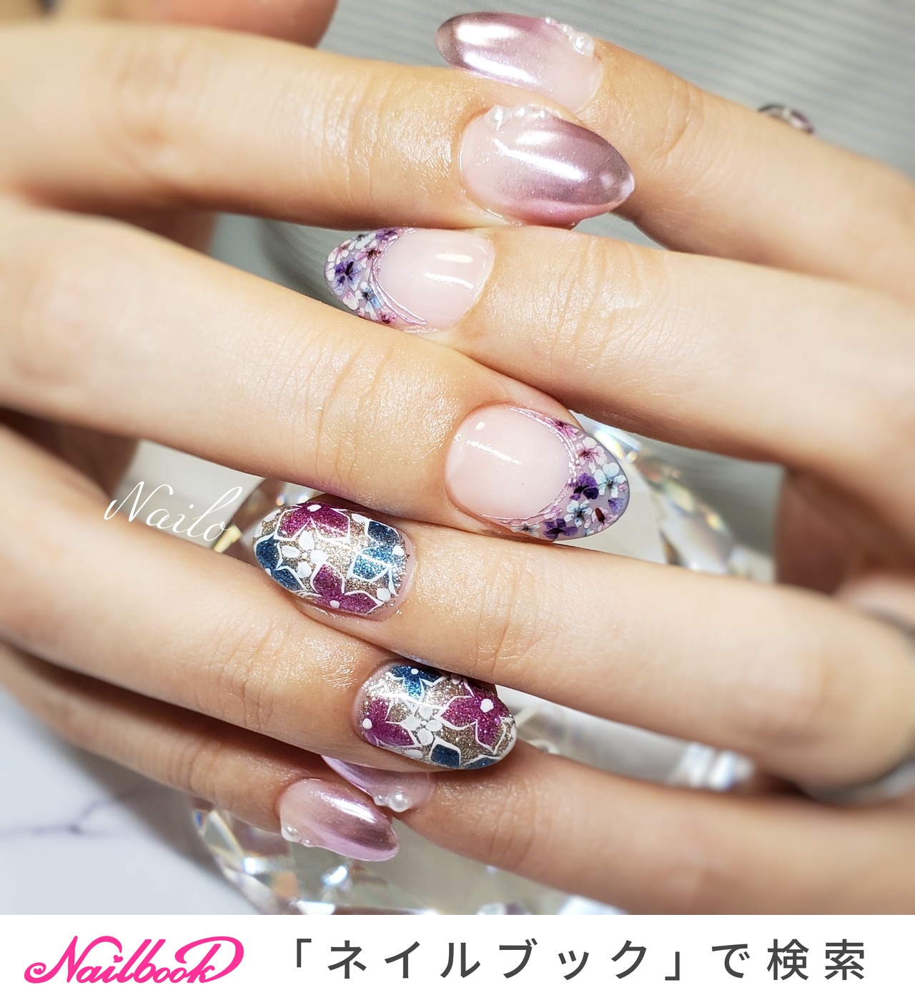 春/夏/梅雨/フラワー/ステンドグラス - nailsalon_nailoのネイル