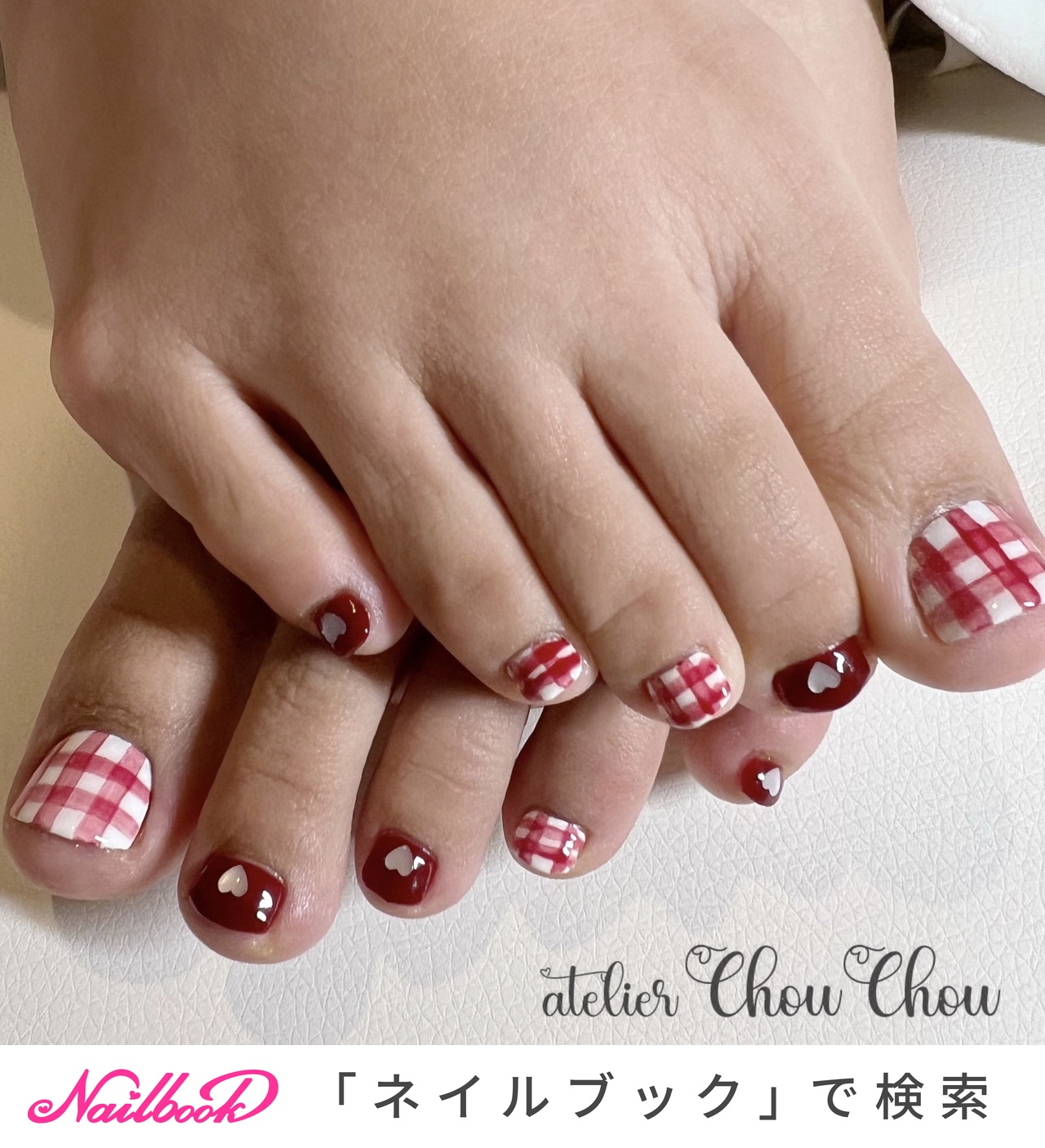 フット/ホログラム/チェック/ホワイト/レッド - 🎀atelier Chou Chou