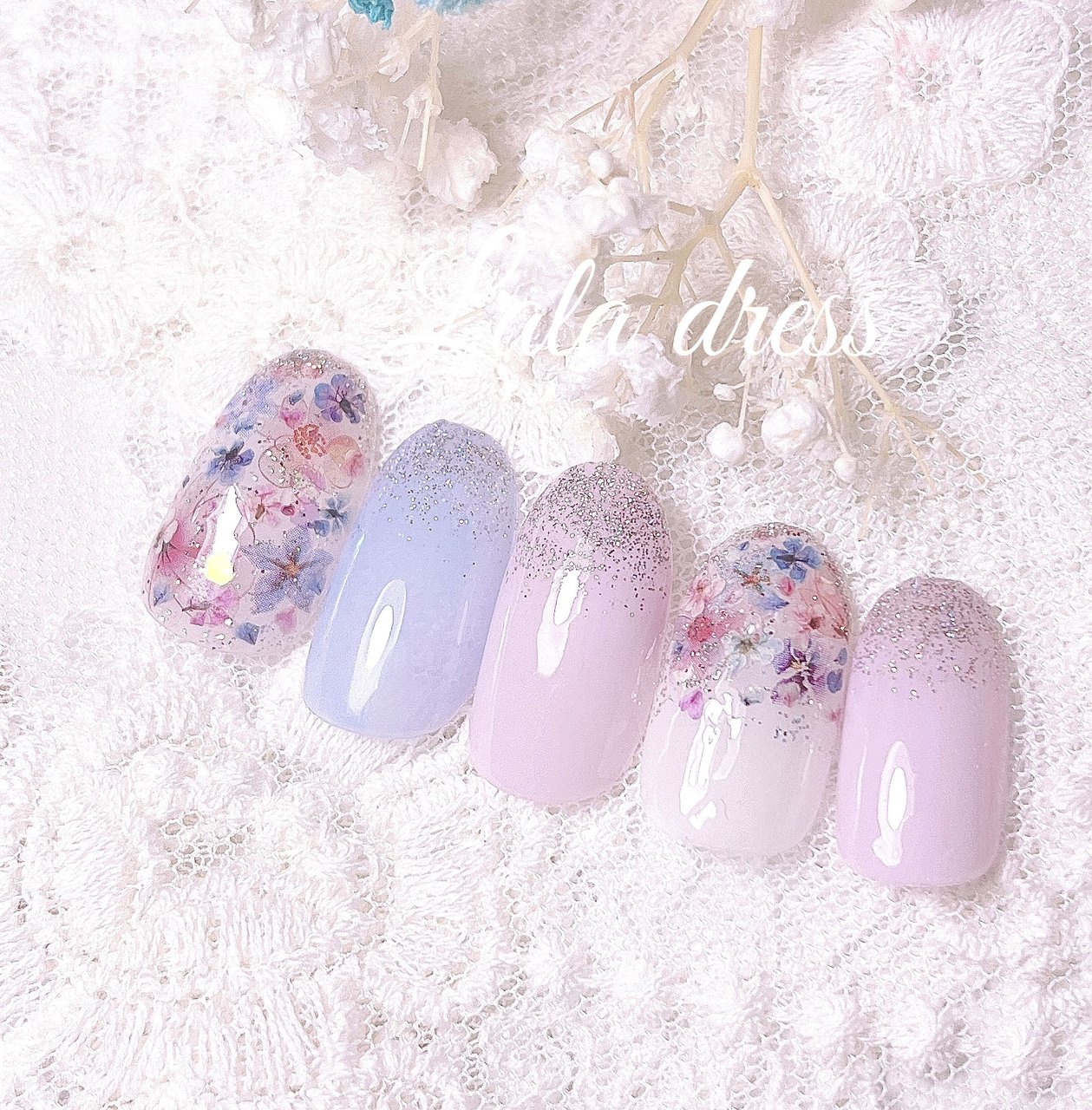 春/夏/ハンド/フラワー/ミディアム - dress nailのネイル