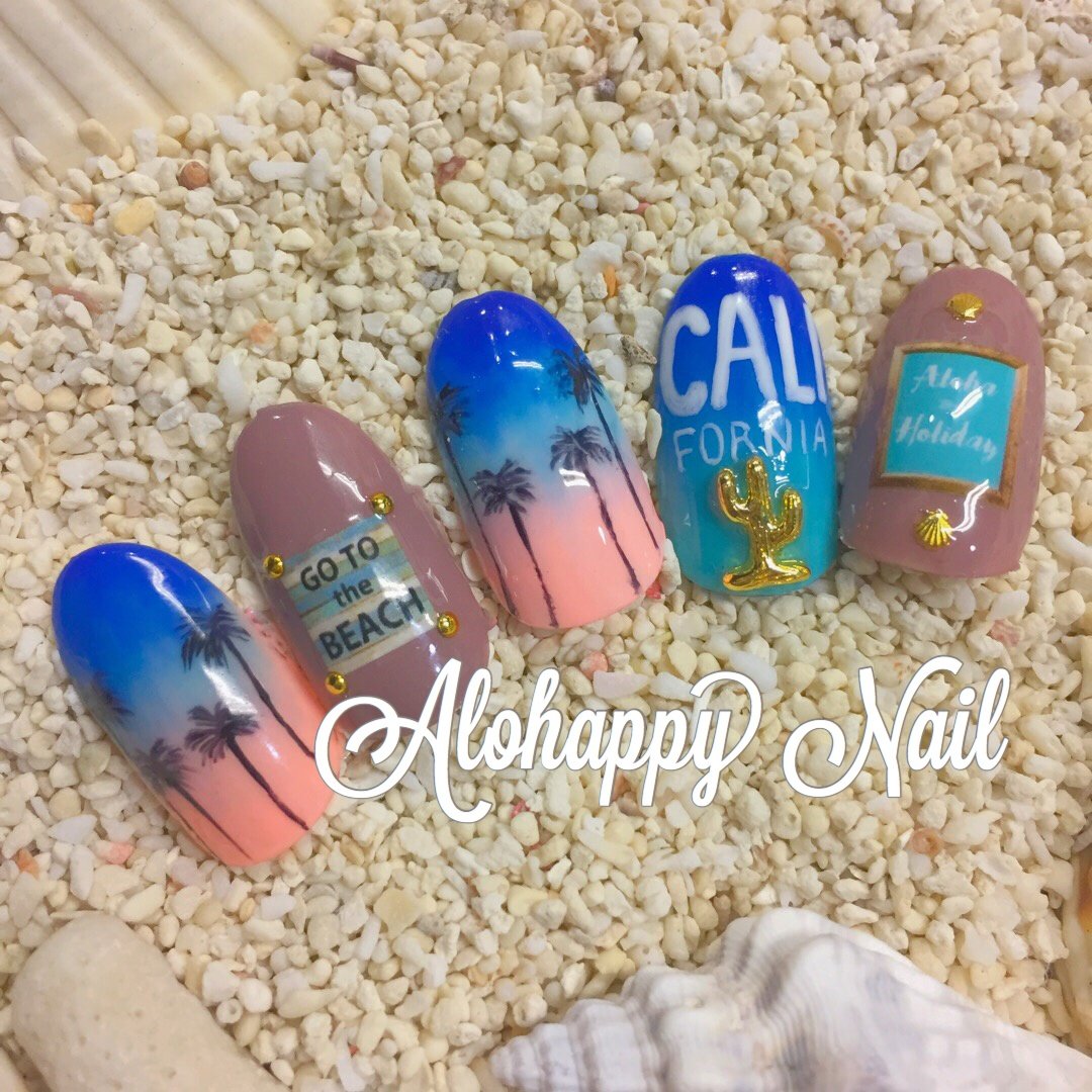 夏 旅行 海 リゾート ハンド Alohappynailのネイルデザイン No ネイルブック