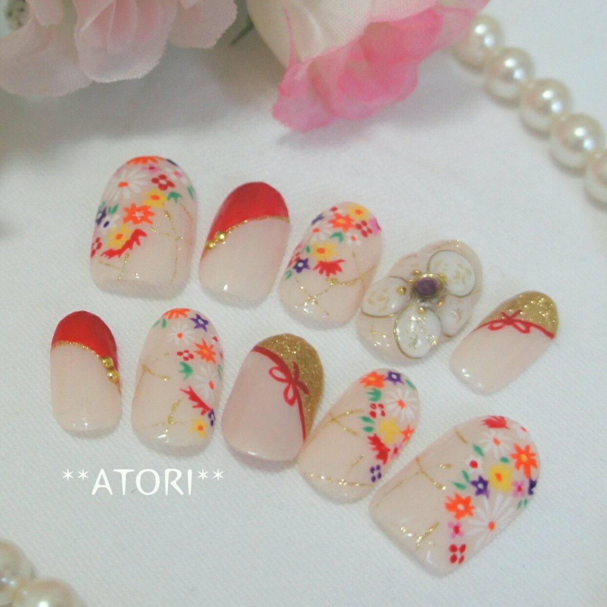 お正月 成人式 ブライダル パーティー ハンド 福田えみ 池袋宇都宮atori Nailのネイルデザイン No ネイルブック