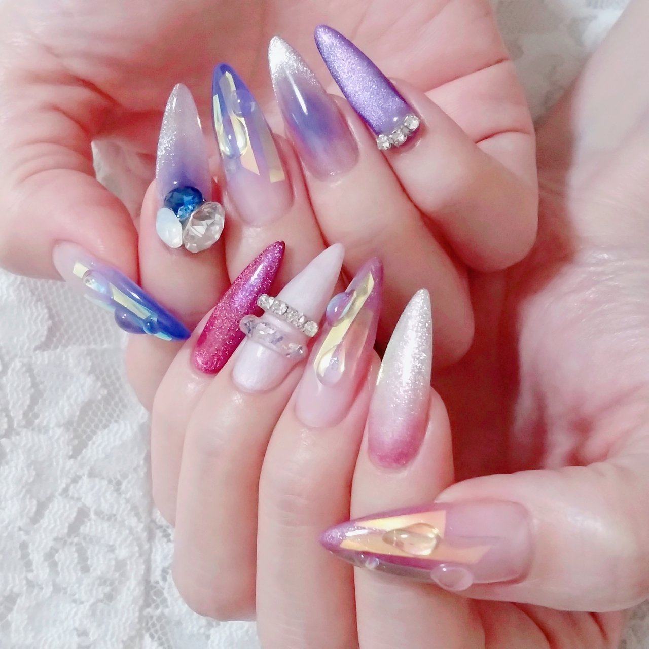 JadeNailSOLD オーロラ 紫陽花ネイル つけ爪 ネイルチップ