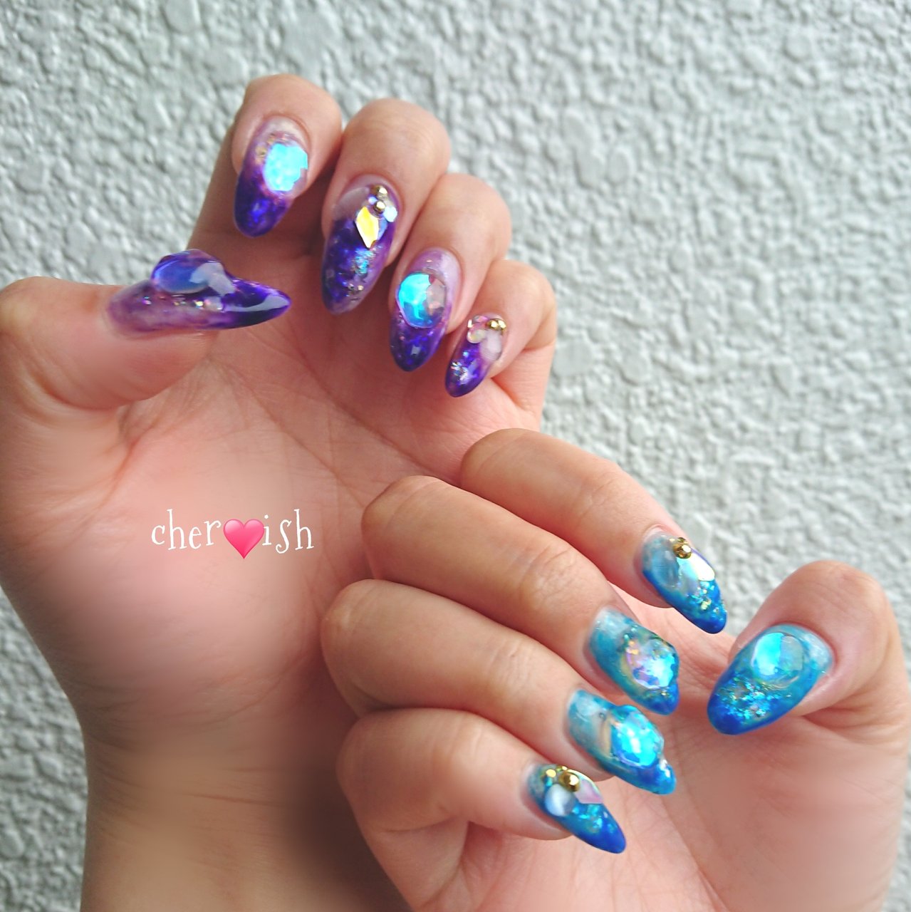 オーダー専】梅雨 雨の日 6月 ネイルチップ 韓国風 ニュアンス アート