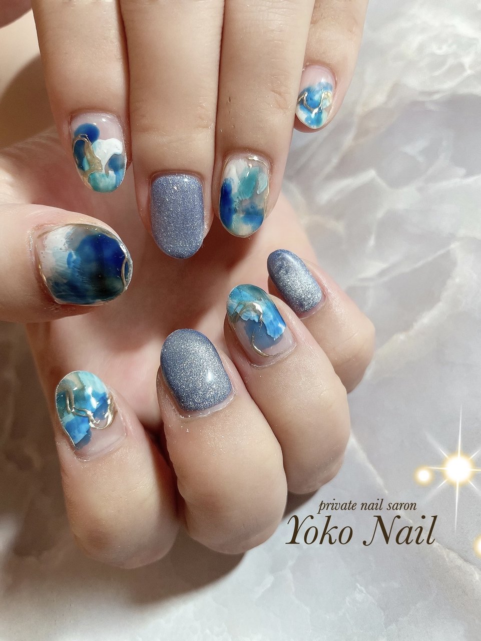 夏/旅行/海/クリア/ブルー - Yoko Nailのネイルデザイン[No