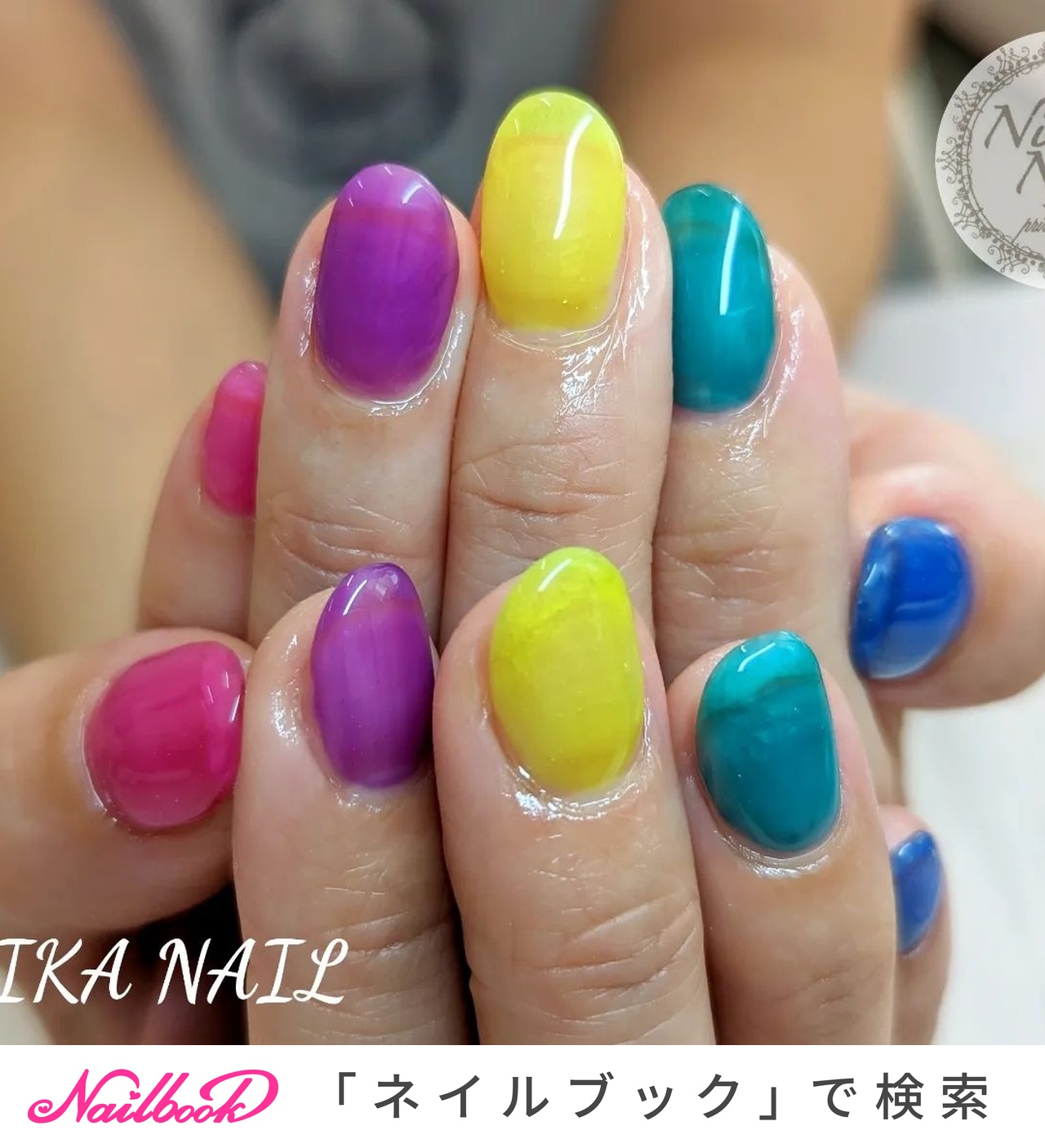 夏/シンプル/キラキラ/カラフル/ジェルネイル - Sa7e_Kuriharaのネイル