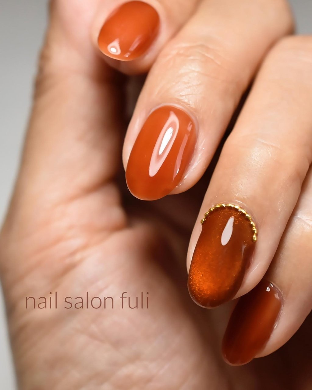 ワンカラー/マグネット/シアー/オレンジ/ブラウン - Nail Salon fuliの