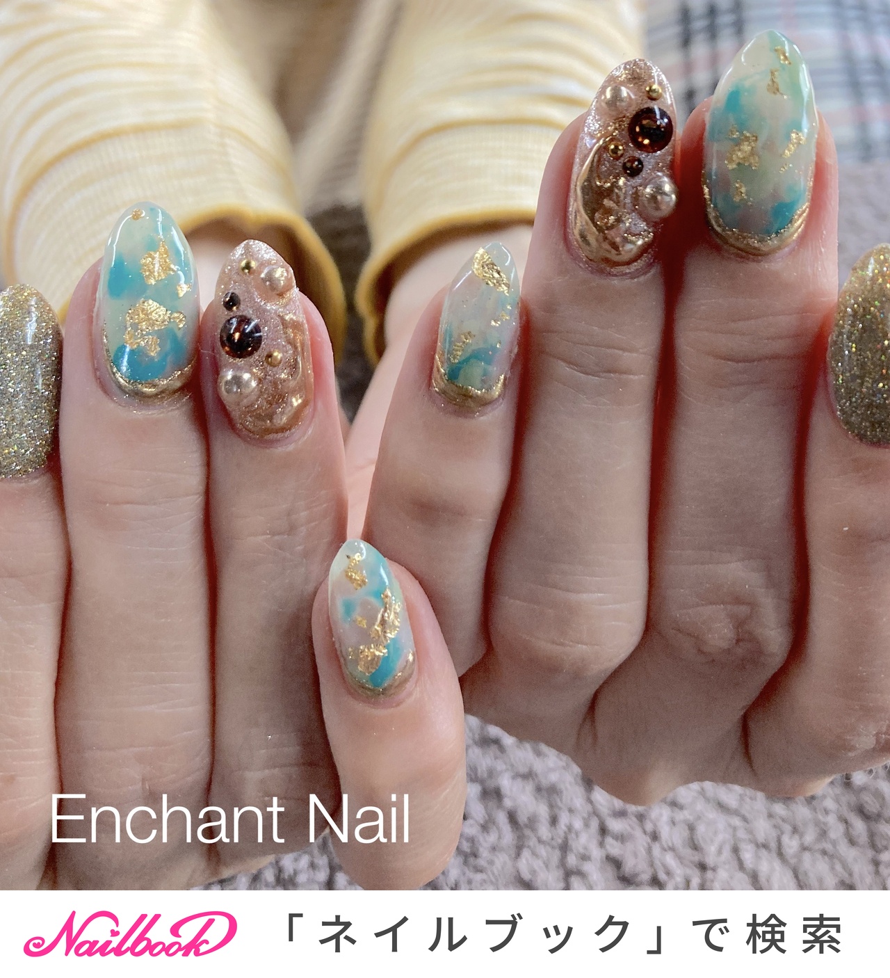 夏/リゾート/ライブ/ハンド/ビジュー - enchant1188のネイルデザイン