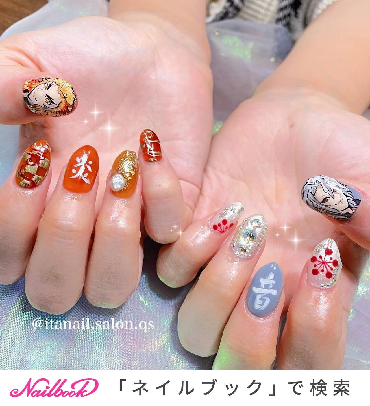 rino ネイルチップ 痛ネイル ネイル オーダー イメージネイル リピ ヒプマイ十四🐷 かわいらしい要素たっぷりのオーダーチップです