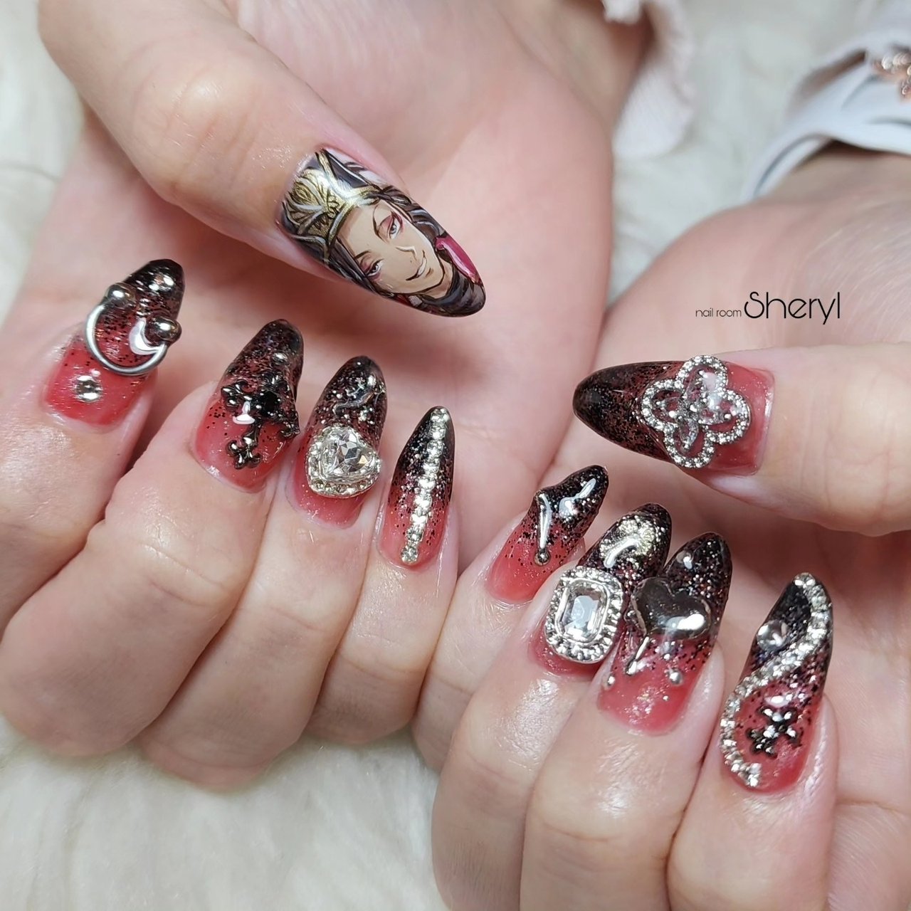 シャンパングラス　ネイルパーツ　痛ネイル　推しネイル オールシーズン/推し活/ハンド/グラデーション/痛ネイル - YURIの