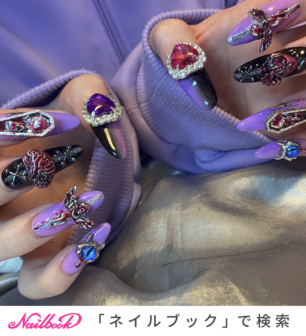 ハンドメイド ♡ ネイルパーツ ♡ No.77 堅かっ リボン ホワイト 地雷系 ✨