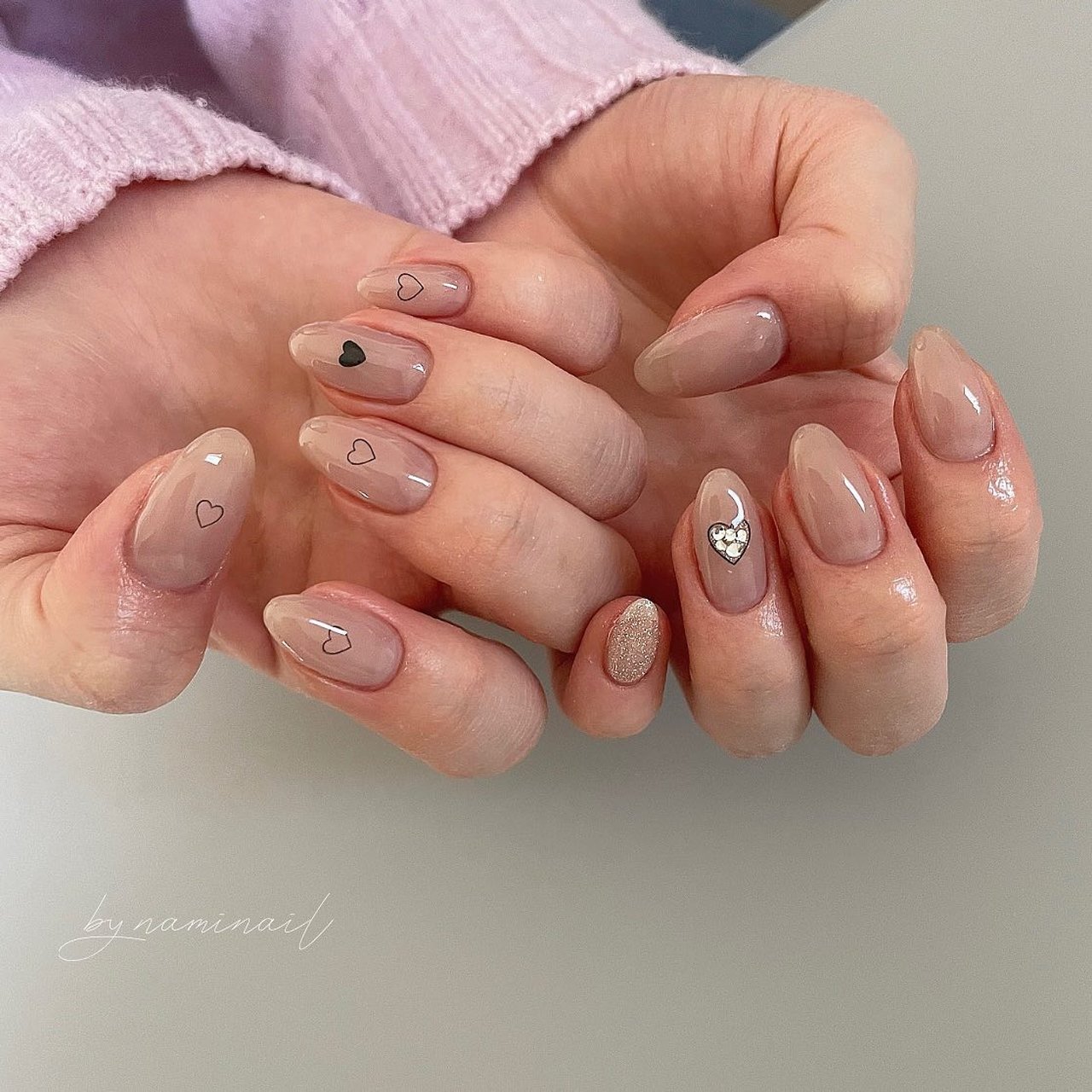 オフィス/ハート/ニュアンス/マット/ミラー - namiのネイルデザイン[No