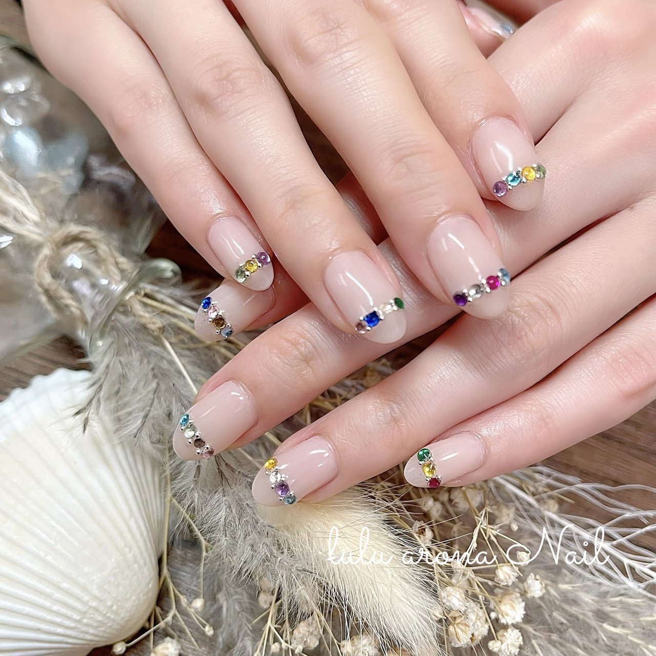 65))フレンチガーリー ストーンネイル ネイルチップ シンプル うるうる 65))フレンチガーリー ストーンネイル ネイルチップ シンプル うるうる