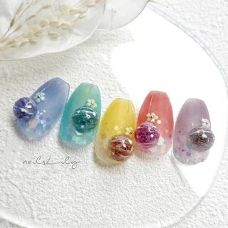 人気順｜押し花/水色のネイルデザイン｜ネイルブック