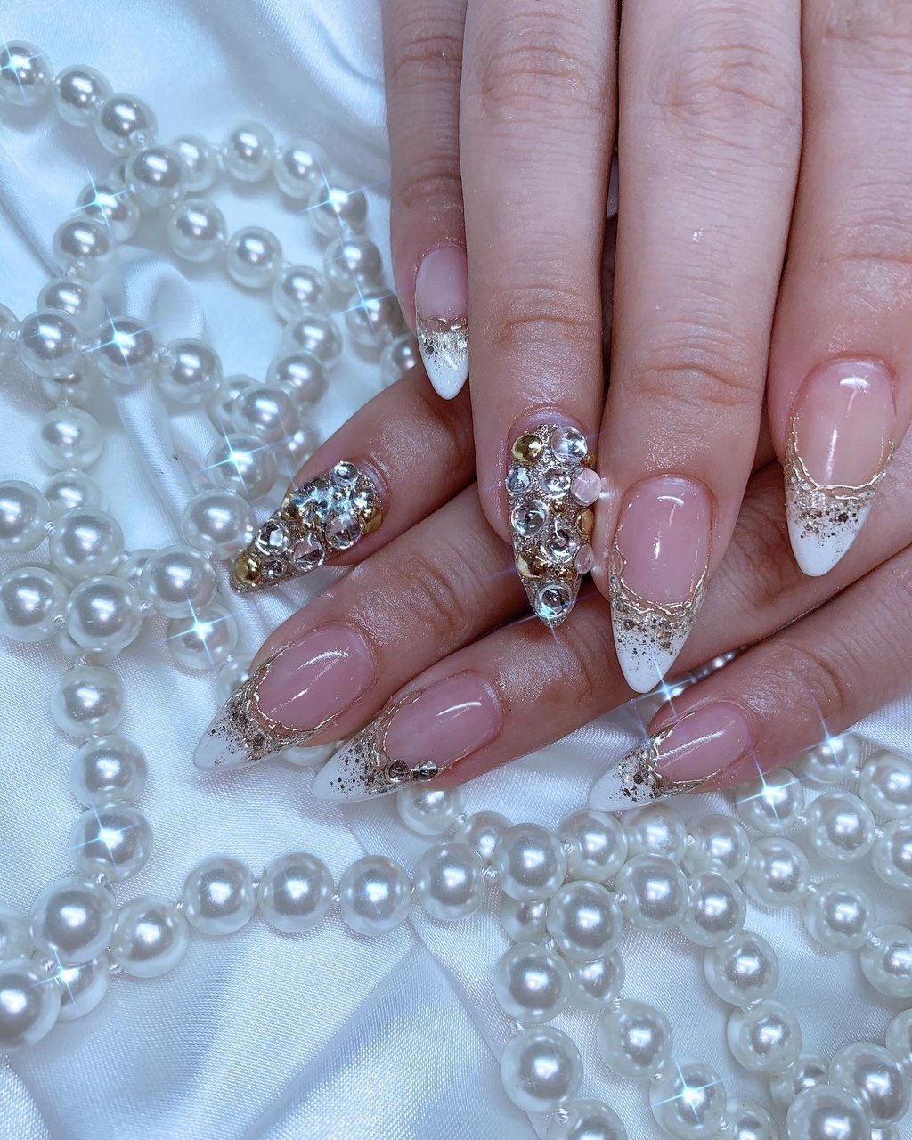 フレンチ/ミラー/キラキラ/ゴールド/ジェルネイル - k.nail2525の