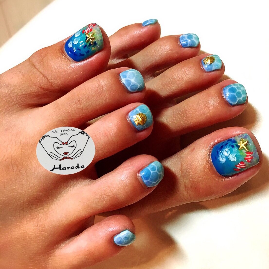 夏 海 リゾート 浴衣 フット Nail Facial Salon Haradaのネイルデザイン No 2183031 ネイルブック