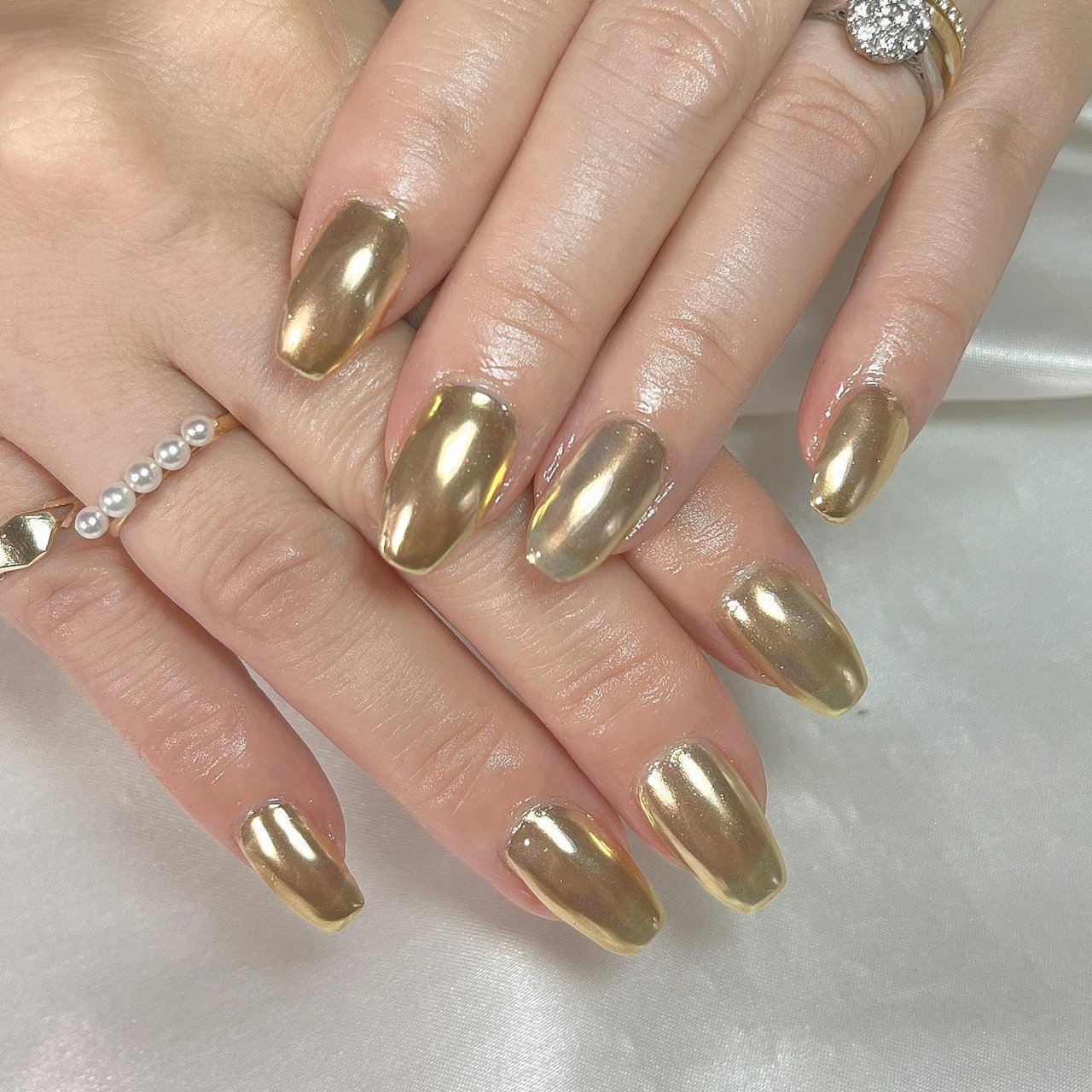 シェル ミラー ゴールド ネイルアート ミラーパウダー ゴールド シルバー 全6色 固形タイプ