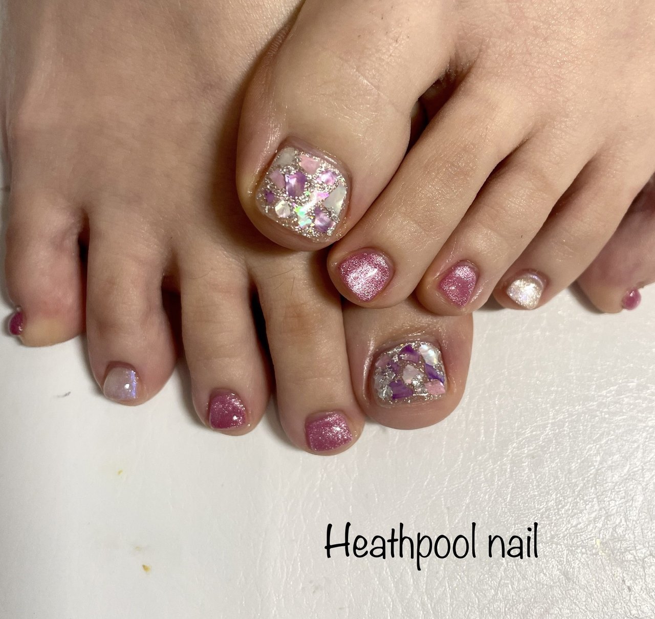 フット/シェル/マグネット/ホワイト/ピンク - heathpoolnailのネイル