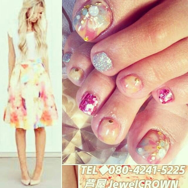 夏 オールシーズン オフィス デート フット 尾崎絵美 芦屋ネイルサロンjewelcrownのネイルデザイン No ネイルブック