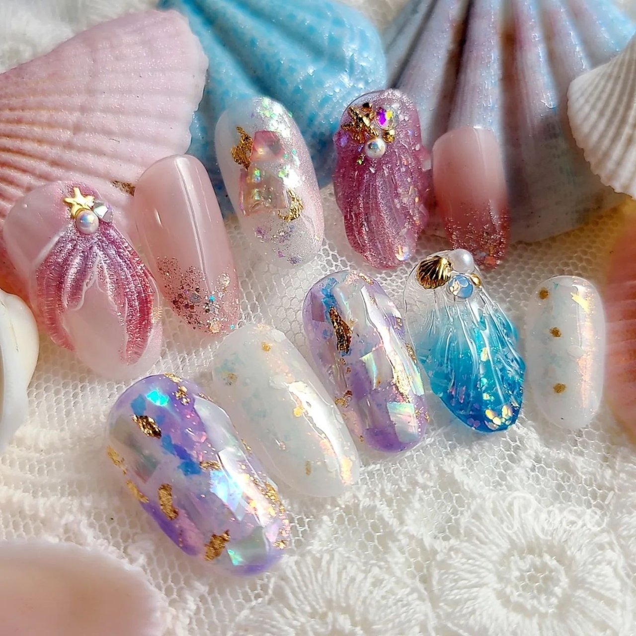 ネイルチップ シェル 夏 マーメイド ♡A Nail♡ - ネイルチップ・付け爪