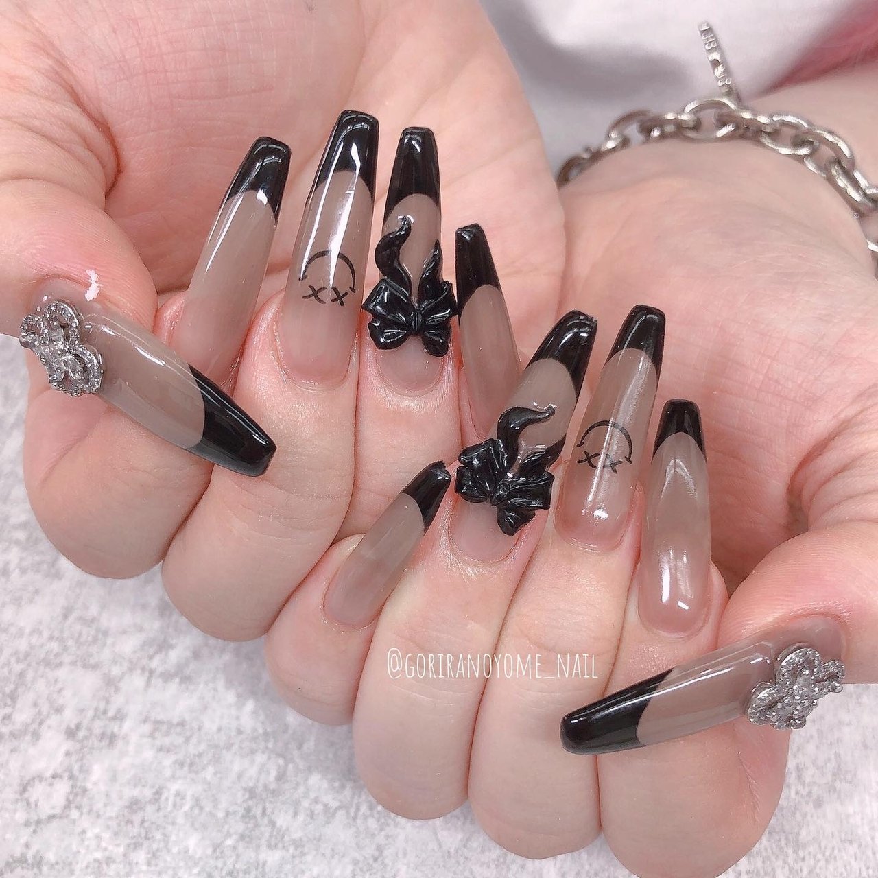 夏/フレンチ/シースルー/リボン/ロング - NAILSALON 710-ﾅﾅｲﾁｾﾞﾛ-の