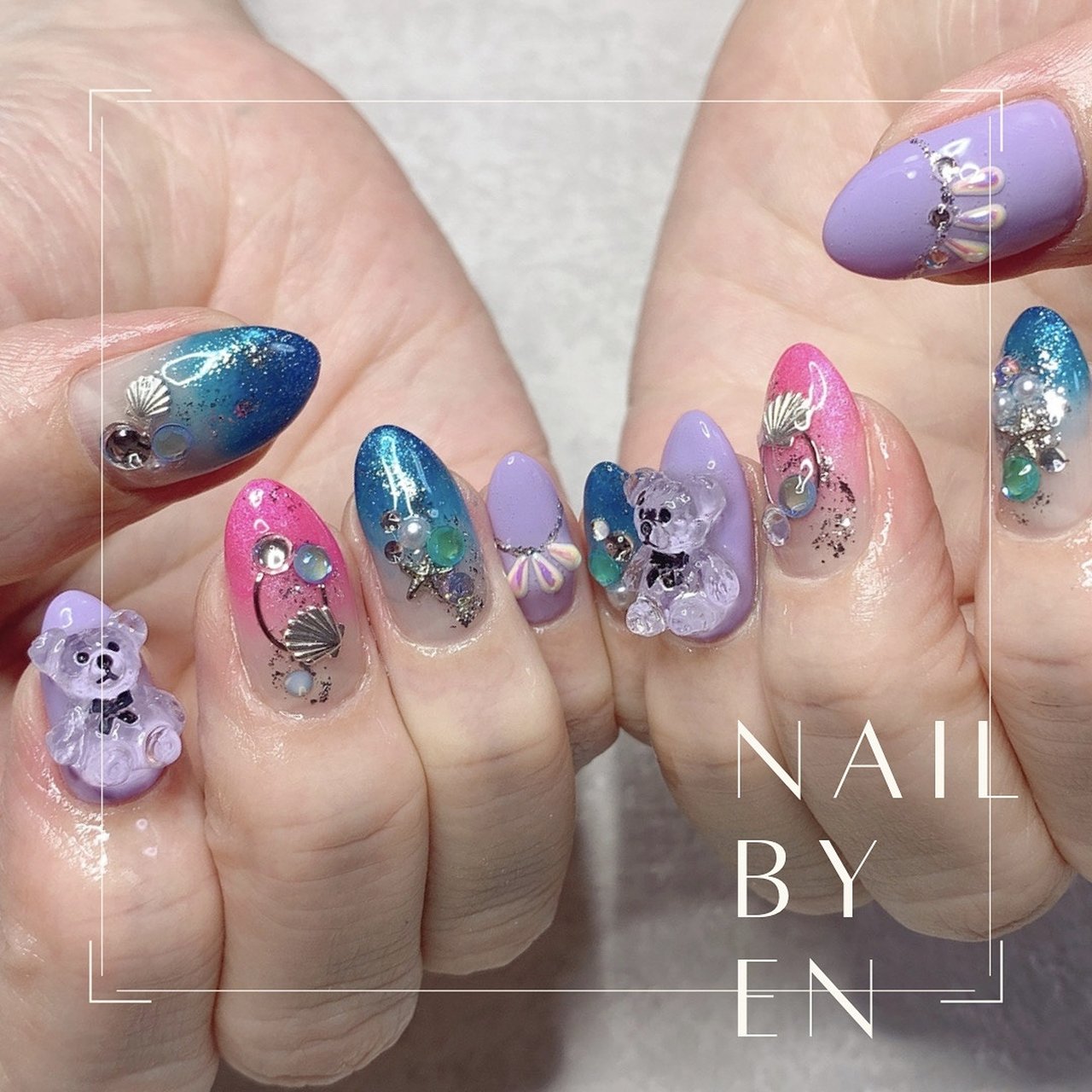 夏/海/ピンク/ブルー/パープル - Nail by EN.namiのネイルデザイン[No