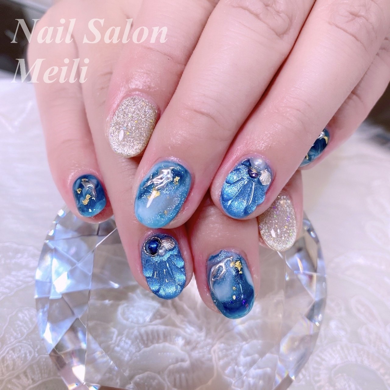 オールシーズン/ハンド/ミディアム/水色/ブルー - NAIL SALON MEILI