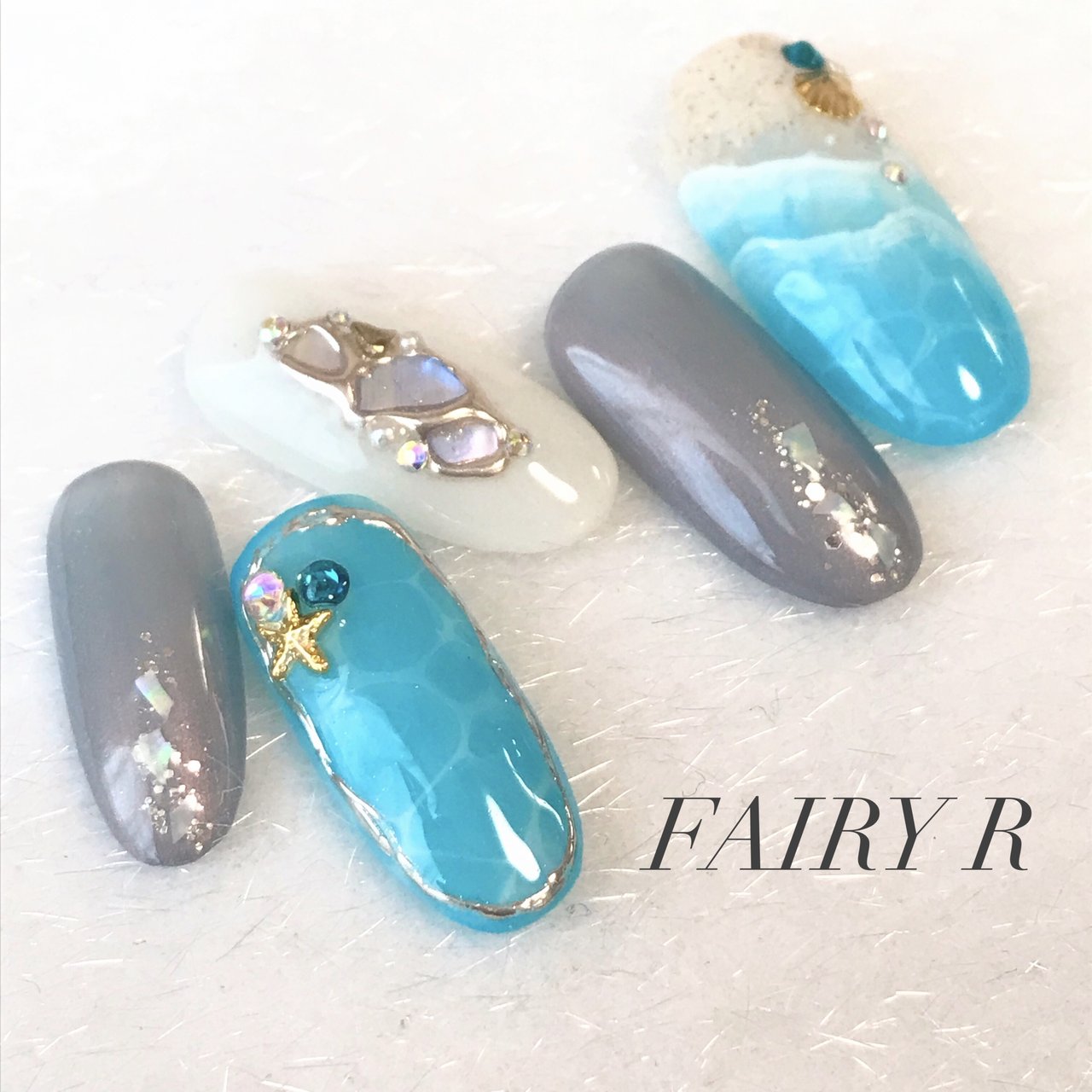 夏/海/リゾート/ハンド/シェル - FAIRY Rのネイルデザイン[No.8193016