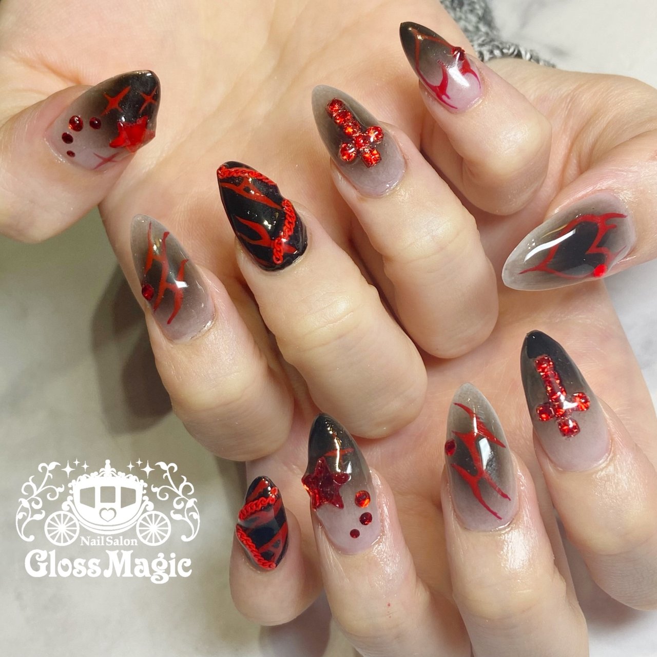 オールシーズン/ライブ/ハート/星/チェーン - YUN 💅のネイルデザイン