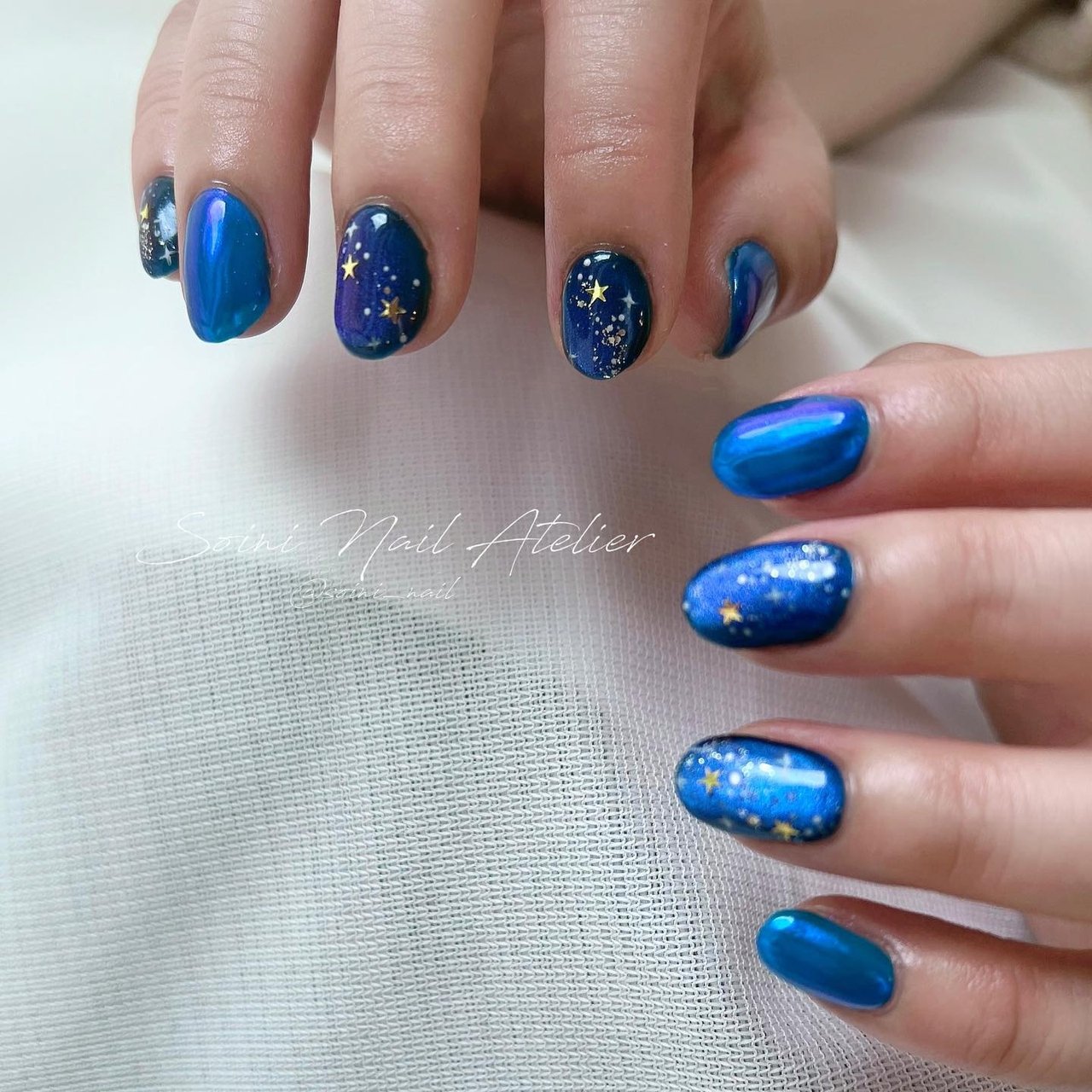 春/夏/マグネット/ギャラクシー/ブルー - Soini Nail Atelierのネイル